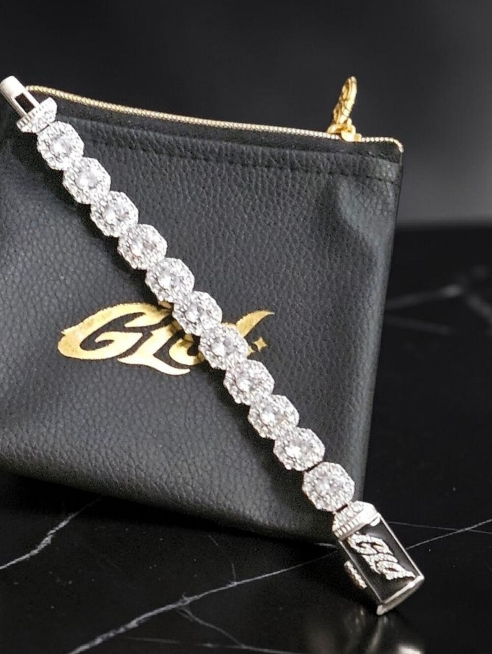 The GLD SHOP White Gold RH Clustered Tennis Bracelet 12mm Size 7” EUC